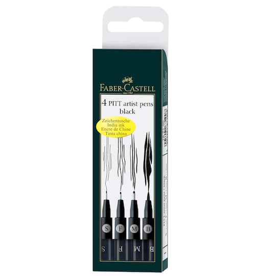 Faber-Castell® PITT® Artist Black Pen Set, 4 Piece